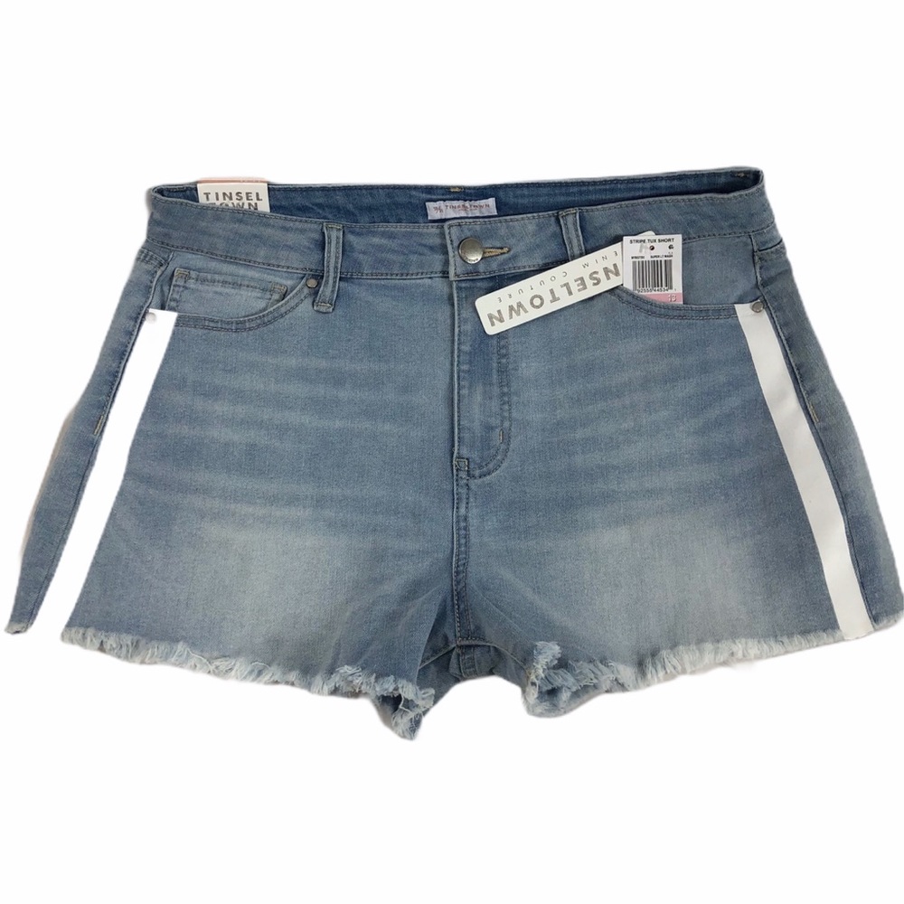 NWT Denim Strip Tux Shorts - Tinsel Town